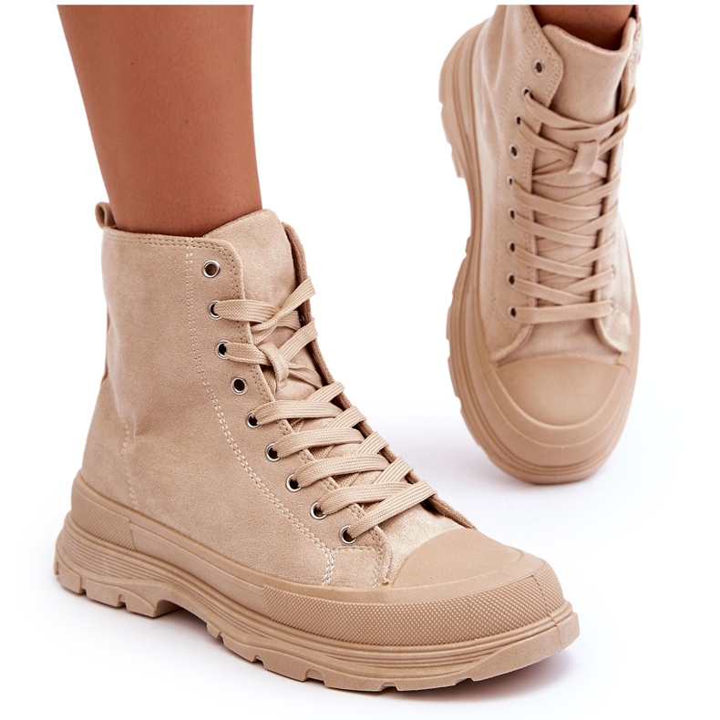 PS1 Dámské semišové vysoké tenisky béžová Eleamia béžový