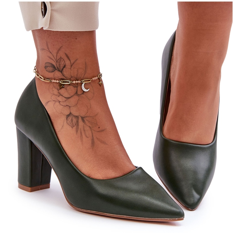 Klasické lodičky na vysokém podpatku tmavě zelená Odessa