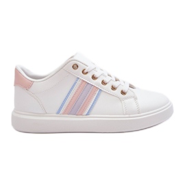 PG1 Kožená dámská sportovní obuv bílá a růžová Rilee bílý