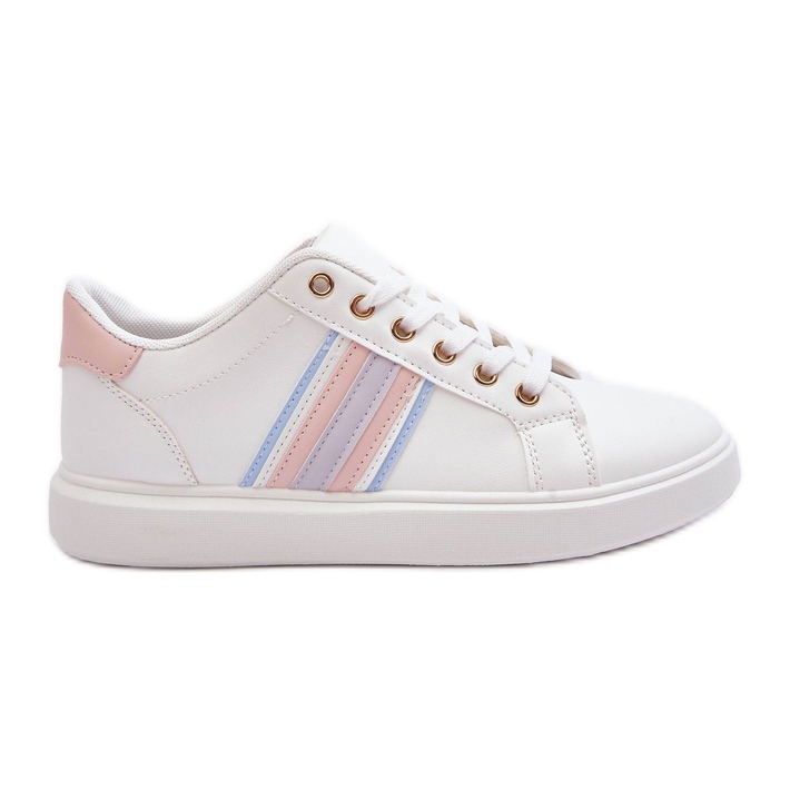 PG1 Kožená dámská sportovní obuv bílá a růžová Rilee bílý