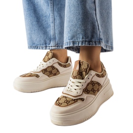 Inna Béžové tenisky zdobené monogramem Conte béžový Inna Béžové tenisky zdobené monogramem Conte béžový