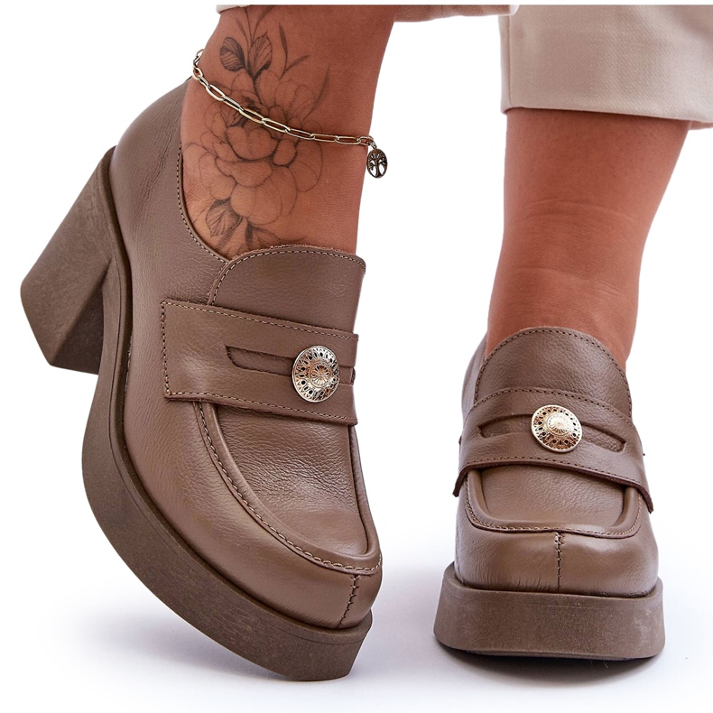 Lemar Dámské kožené boty na podpatku tmavě béžová Dunadia béžový Lemar Dámské kožené boty na podpatku tmavě béžová Dunadia béžový