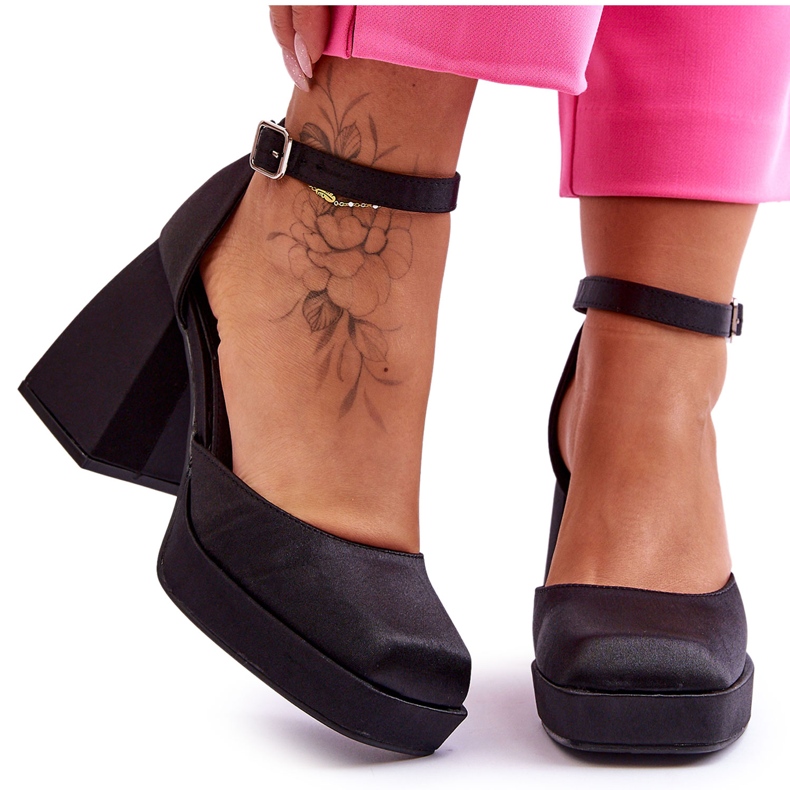 PA1 Módní lodičky na masivních podpatcích černá Sandia