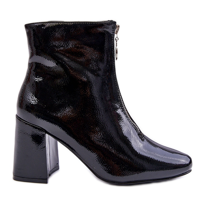 Lakované Holínky S Ozdobným Zipem Černý Sevil černá