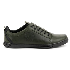 Polbut Pánské ležérní kožené boty 2121/2 khaki zelený