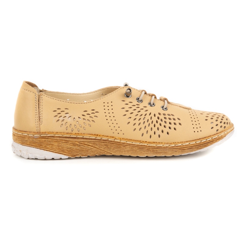 WASAK Dámské prolamované kožené boty 0626W safari béžový