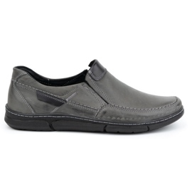 Olivier Pánské kožené slip-on boty 62K šedá