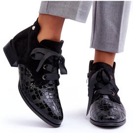 PD1 Dámské ploché podpatky se šněrováním černé meroni černá