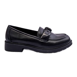 Kožené mokasíny Low Heels Black S.Barski HY335 černý