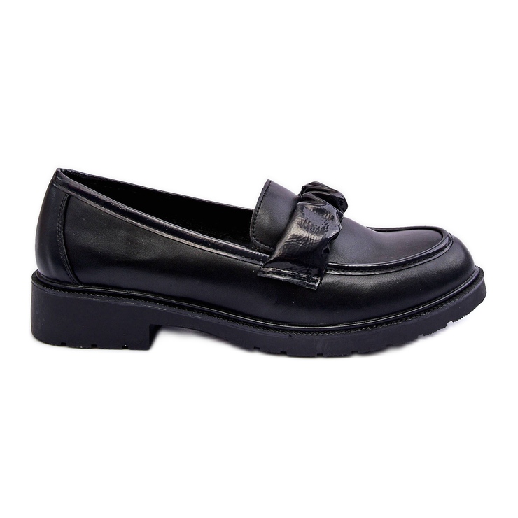 Kožené mokasíny Low Heels Black S.Barski HY335 černá