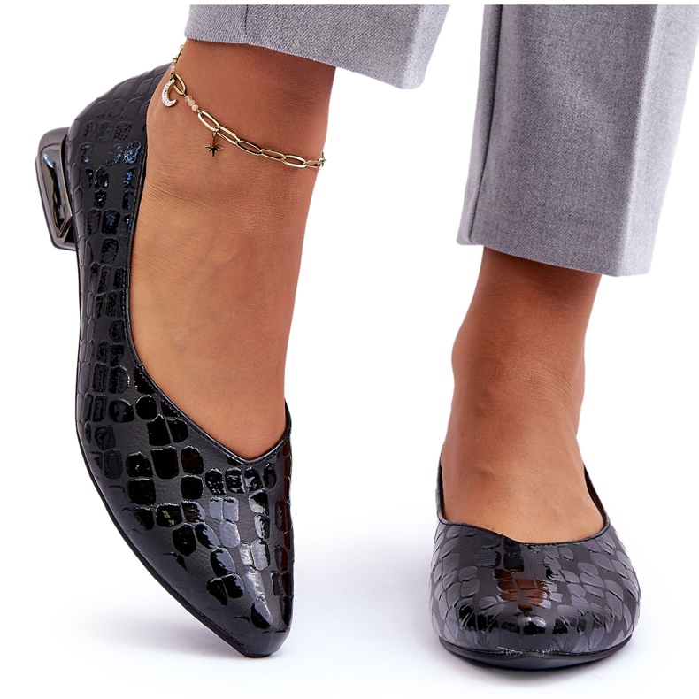 PD1 Vaani kožené ploché podpatky černé Vaani černá