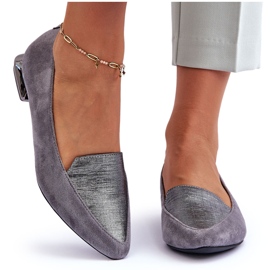 PD1 Flat Suede Ballet Flats Šedé Loxes šedá