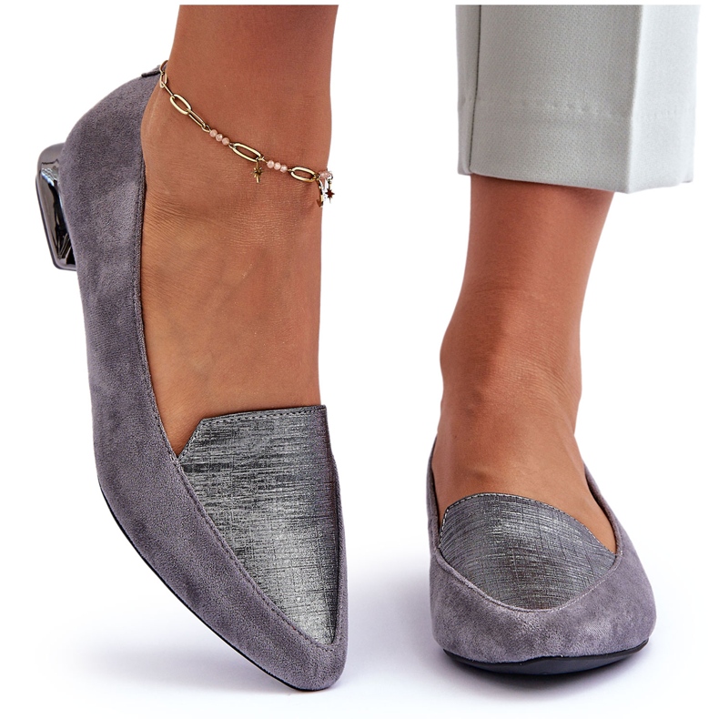 PD1 Flat Suede Ballet Flats Šedé Loxes šedá