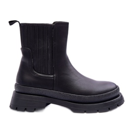 Robustní kožené boty Chelsea Boots Black Rosan černá