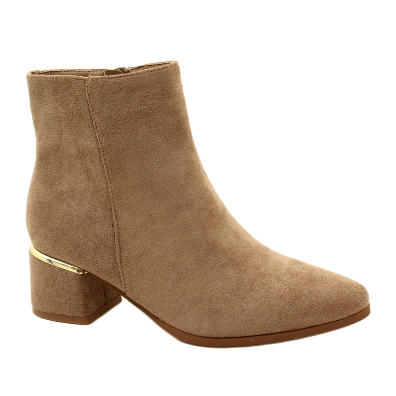 Evento Semišové kozačky se zlatým zdobením, Béžová 23BT35-6420 béžový