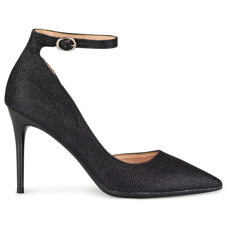 Lesklé černé špendlíky zapínané na kotníku černá