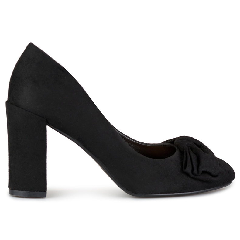 Semišové lodičky na podpatku se zdobením černá