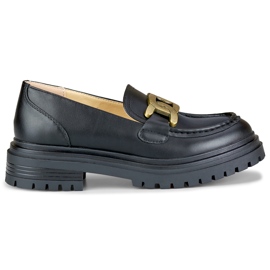 Černé mokasíny se zlatou sponou černý