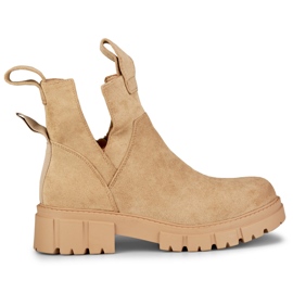 Dámské béžové kozačky na platformě béžový