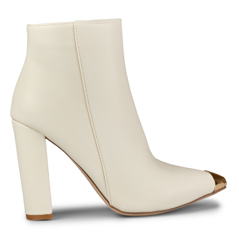 Dámské béžové kozačky s ozdobným bodcem béžový