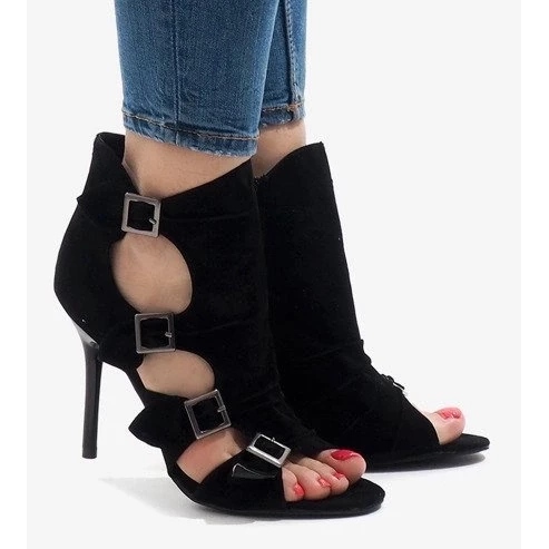 Dámské černé semišové pracovní boty se zavazováním černá