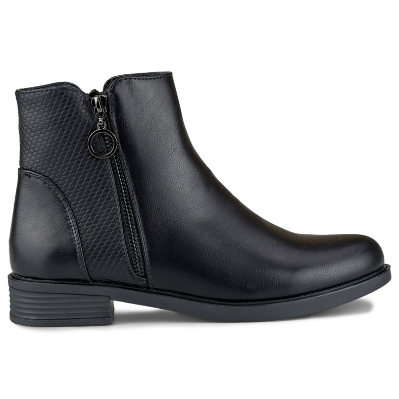 Dámské černé ploché kozačky z ekokůže černá Dámské černé ploché kozačky z ekokůže černá