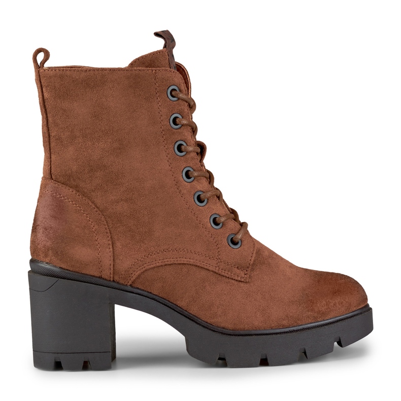 Hnědé semišové boty na pohodlném sloupku hnědý