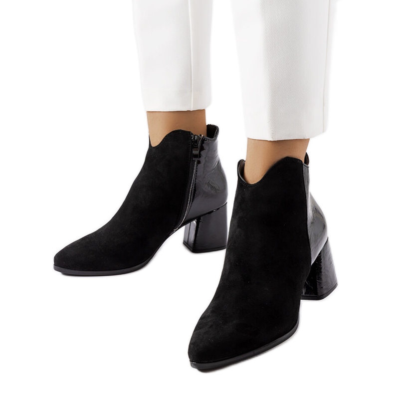 Černé zateplené eko semišové boty Riia černá