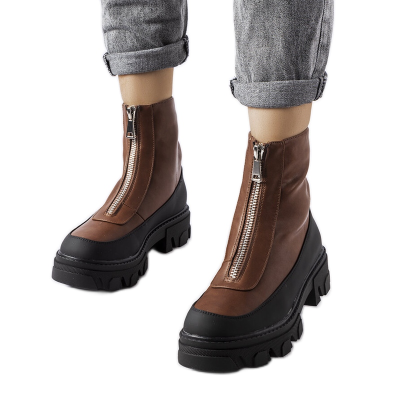 Inna Hnědé robustní kotníkové boty od Morley hnědý Inna Hnědé robustní kotníkové boty od Morley hnědý