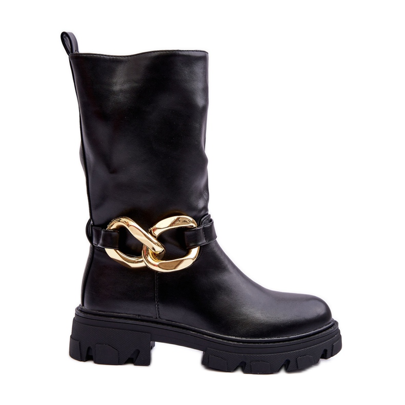 Kožené kozačky na plochém podpatku černá Diominna Kožené kozačky na plochém podpatku černá Diominna