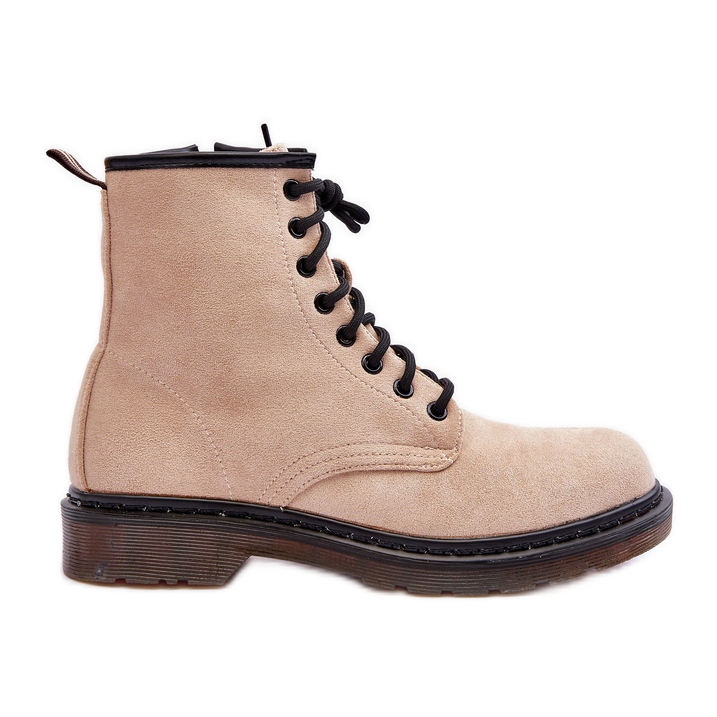 Asteoris Semišové pracovní boty s plochým podpatkem Béžová béžový