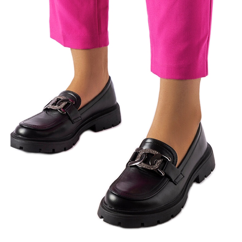 Černé elegantní mokasíny s kamínky od Mories černá