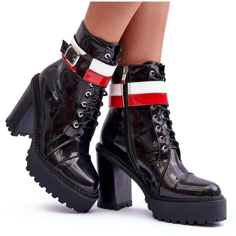 Adrijana robustní kožené kozačky na vysokém podpatku černé černá Adrijana robustní kožené kozačky na vysokém podpatku černé černá