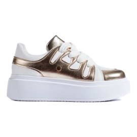 Zlato-bílé tenisky na vysoké platformě od Shelovet bílý Zlato-bílé tenisky na vysoké platformě od Shelovet bílý