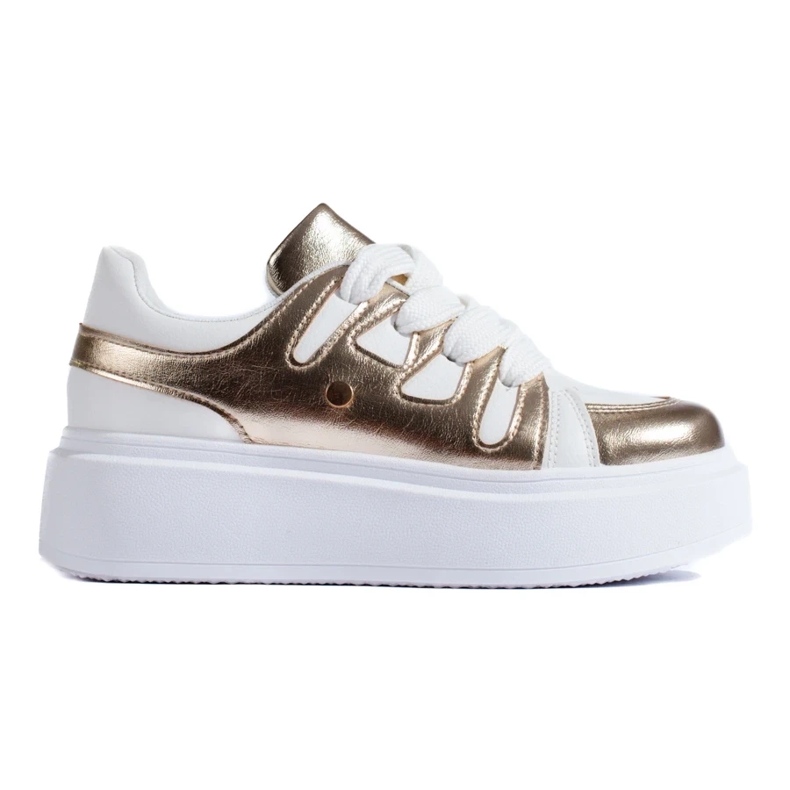 Zlato-bílé tenisky na vysoké platformě od Shelovet bílý