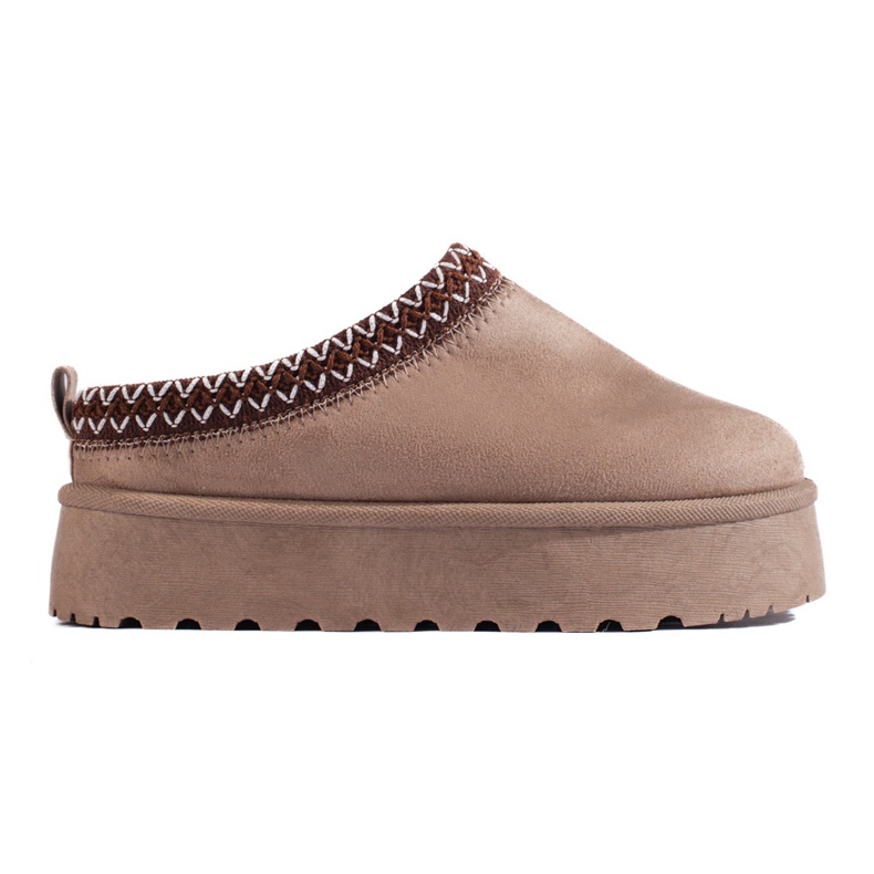 Tmavě béžové semišové pantofle se silnou podrážkou od Shelovet béžový