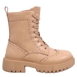 Šněrovací kozačky Aubert Khaki béžový