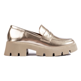 Zlaté dámské mokasíny na silné podrážce od Shelovet zlatý