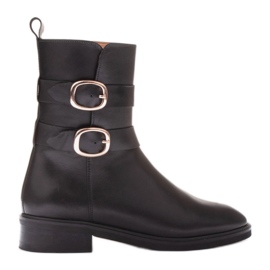 Marco Shoes Kozačky se zlatou přezkou černý