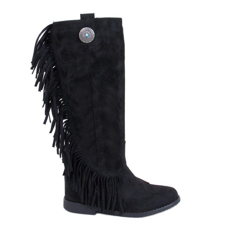 Kozačky s třásněmi na klínku od Brien Black černá