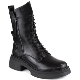 Dámské černé důstojnické boty D&amp;A S.Barski Premium Collection MR870-23 černý
