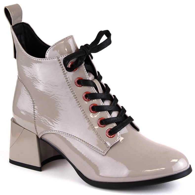 Lakované taupe dámské kozačky D&amp;A S.Barski Premium Collection MR870-66 béžový