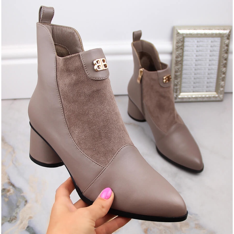 Dámské béžové kozačky na vysokém podpatku D&amp;A S.Barski Premium Collection MR870-96 béžový