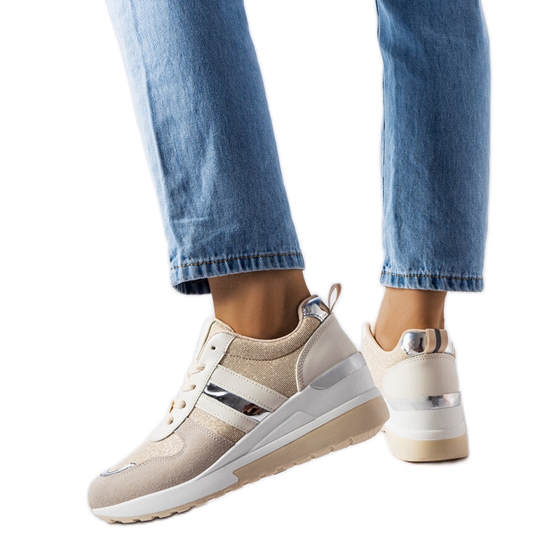 Inna Béžové a stříbrné tenisky na klínku od Titusville béžový