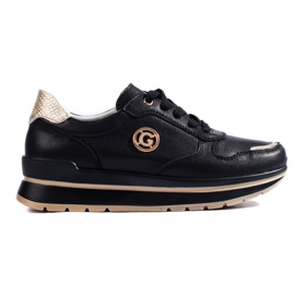 Černé kožené tenisky na platformě od Shelovet černá