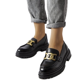 Černé mokasíny zdobené schlanderskou sponou černý