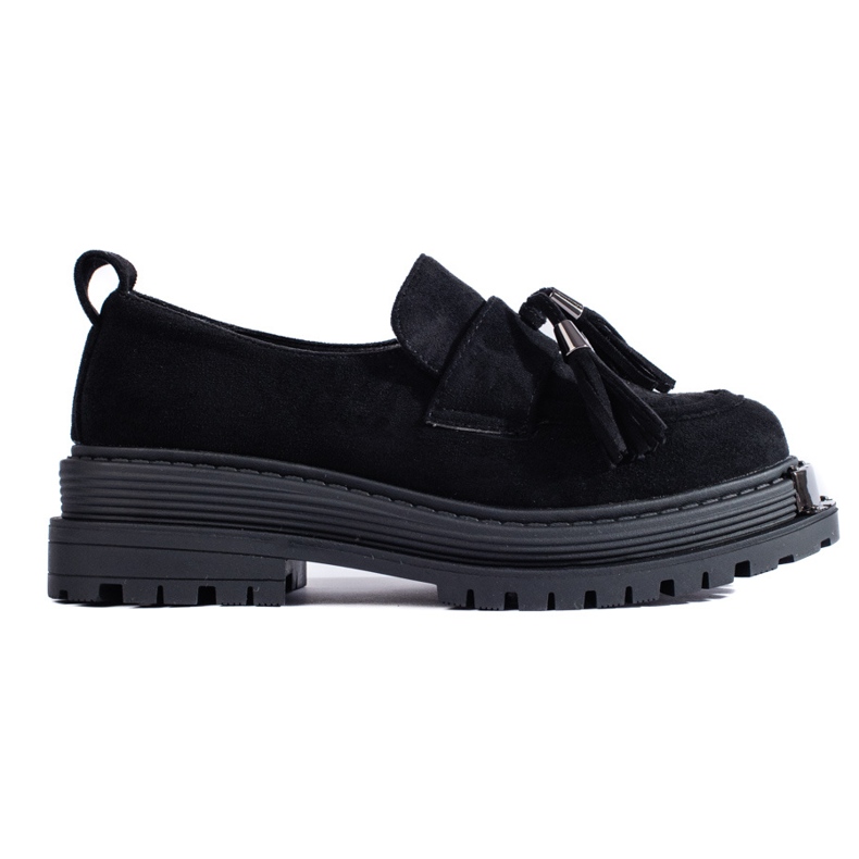 Černé semišové střapcové mokasíny od Shelovet černá