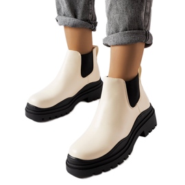 Béžové kozačky na černé platformě od Marinone béžový Béžové kozačky na černé platformě od Marinone béžový