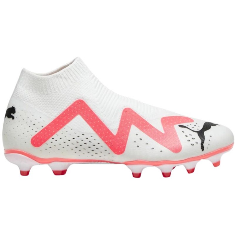 Puma Future Match+ Ll FG/AG 107366 01 bílé kopačky s ponožkou bílý bílý