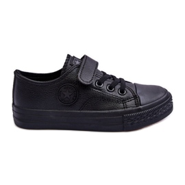 PE1 Dětské tenisky na suchý zip Black Delmara černá